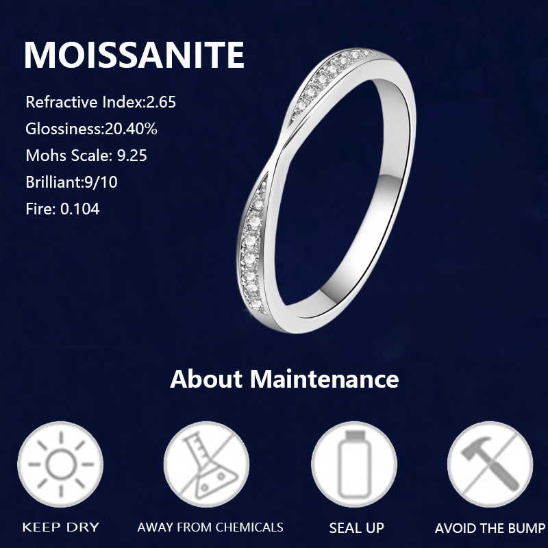 S925 0.13 Carat Moissanite Cross Row Ring, Personalized